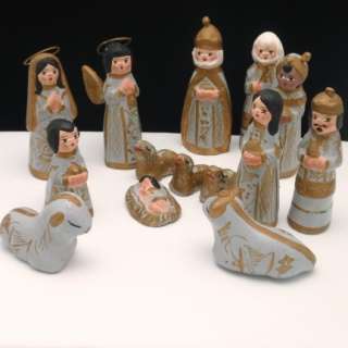 14 Piece Vintage Chalk Nativity Set  