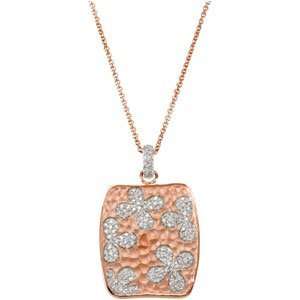 14K Rose Gold Plated Cubic Zirconia Necklace With 2 Extender W/14Kr 