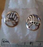 Sterling Silver Small Cut Out Bear Claw Stud Earrings  