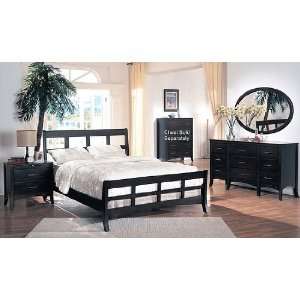4pcs Contemporary Style Cappuccino Finish Queen Size Bedroom Set 