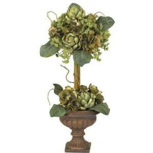 Exclusive By Nearly Natural Artichoke Topiary Silk Flower Arrangement 