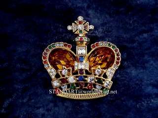   Imperial Empress Alexandra Romanov Crown Brooch Pin Amber Crystals