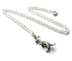 Mini Silver T Rex Dinosaur Charm Necklace Quirky/Kitsch  