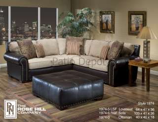 ROSE HILL FURNITURE 1974 SECTIONAL OTTOMAN 3 PIECE NEW  