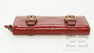 Coach Red Patent Leather Zip Around Continental Wallet  