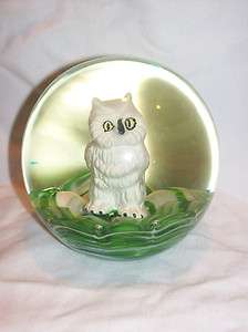   CLAIR GLASS SULPHIDE SULFIDE WHITE OWL PAPERWEIGHTFREE SHIP  
