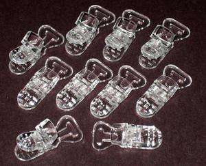 10 Baby Pacifier Badge T Plastic Clips Bib Holder CLEAR  