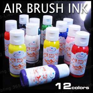 12 colors airbrush paint Nail Art Air Brush Ink Tool YY  