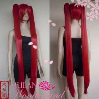 452 Clip on Cherry Red Ex Long Str Ponytail Cosplay Wig  