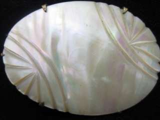   MOTHER OF PEARL SHELL ART DECO OVAL BROOCH PIN*2*OLDER VINTAGE  