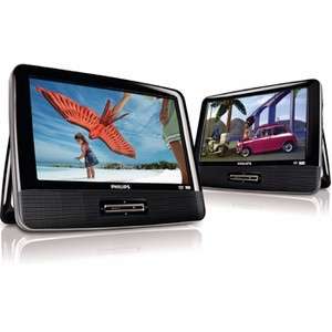 PHILIPS 9 Inch LCD DUAL TWO SCREEN PORTABLE DVD PLAYER PLAYERS BLACK 