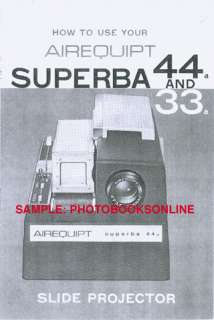 Airequipt Superba 33 & 34 Slide Projector Instr Manual  