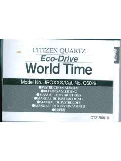 Citizen Eco Drive World Time JROXXX/Cal. No. C60 Manual  