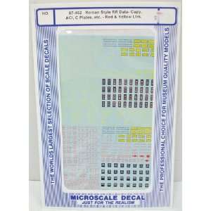  Microscale 87 462 Data Frght RR Roman Rd/Yl Decals Toys 