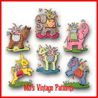 Vintage Applique Animals with Flowers Pattern  