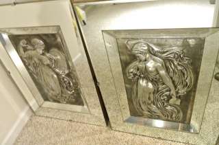 Pr Vintage Modernism/Deco mirrored metal plaques  