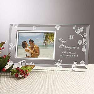 Personalized Honeymoon Picture Frame   Engraved Glass Frame  For the 