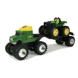   Monster Treads Green Semi Truck with 5 Inch Vehicle Set Toys & Games