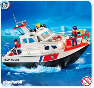Playmobil 4448 Coast Guard Boat figures & motor NEW (damaged box 