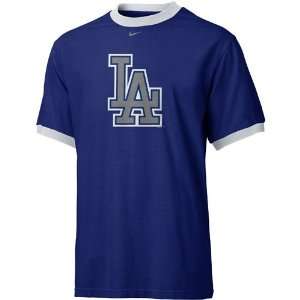  Nike L.A. Dodgers Royal Blue Straight Up Ringer T shirt 