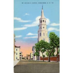   Vintage Postcard   St. Michaels Church   Charleston South Carolina