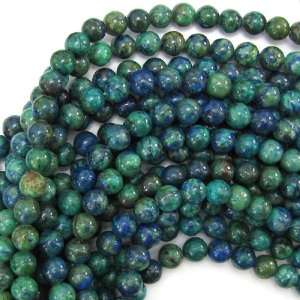  8mm natural blue green azurite round beads 16 strand 