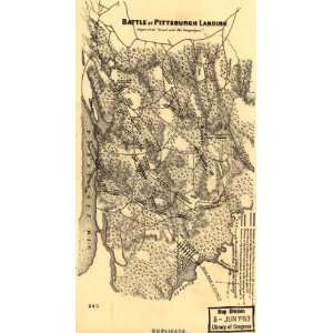  War Map Battle of Pittsburgh Landing i.e., Shiloh Engraved for Grant 