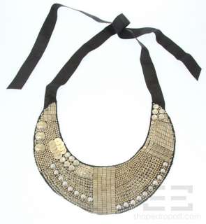Roberta Freyman Black & Gold Sequin Beaded Bib Necklace  