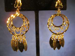 Traditional Brass Filigree Earrings from Mexico  