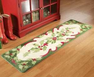 18 x 60 Christmas Holiday Holly Floor Runner Area Rug  