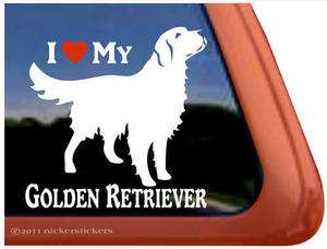 LOVE MY GOLDEN RETRIEVER ~ High Quality Vinyl Dog Window Decal 