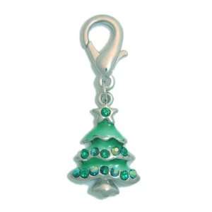   Aria Jeweled Christmas Tree Dog Collar Charm   GREEN