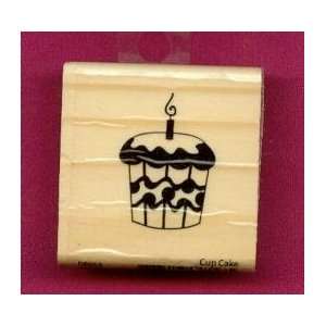  Cup Cake Rubbers Stamp on 2 X 2 Block Arts, Crafts 