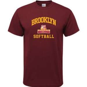 Brooklyn College Bulldogs Maroon Softball Arch T Shirt 