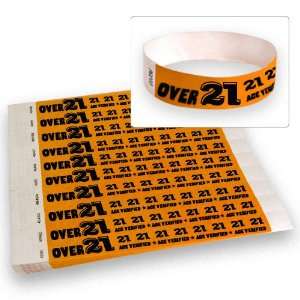  Over 21 Orange   Wristco 3/4 Tyvek Wristbands   500 Ct 