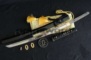   Handmade Carbon Steel Japnaese Wakizashi Sword Iron Tsuba Sharp Blade