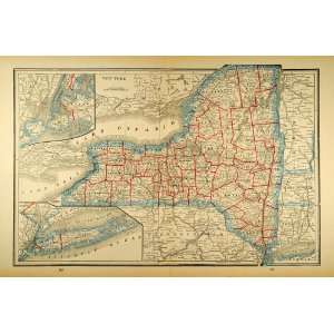   Counties Long Island Lake Ontario   Original Print Map