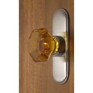 Two (2) RICH AMBER 24% Lead Crystal Old Town full size Knob Pulls 1 3 