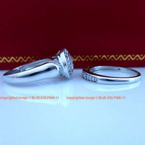   9ct White Gold Engagement Wedding Rings Set Simulated Diamond  