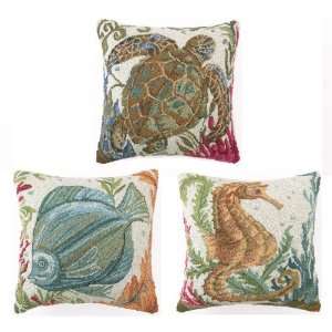  Kate McRostie Turtle, Fish & Seahorse Hook Pillow Set of 3 