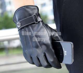 Mens Driving Motorcycle Black Winter Gloves Quality Soft Faux Leather 