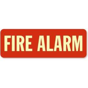  Fire Alarm (white on red) Glow Vinyl Sign, 4 x 12 