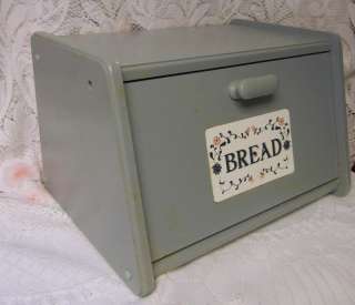 Vintage WOODEN Country Style Wood Breadbox Bread Box Flower  