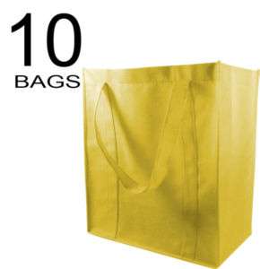10 Blank Reusable Shopping Bags   Yellow   15x14x8  