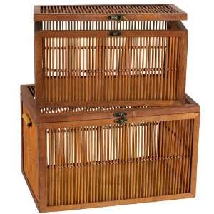  Whitney Design Bamboo Storage Box Set w/ Hinged lid [Set 
