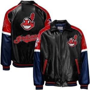    Cleveland Indians Black Varsity Pleather Jacket