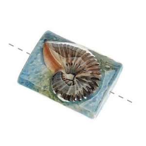   Rectangle Focal Bead Blue Seashell 24x32mm (1) Arts, Crafts & Sewing