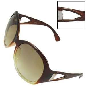  Como Lady Oversized Round Lens Brown Triangle Cut Out Plastic Arms 