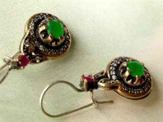   RUBY AND ZIRCONS GOLDFILLED ANTIQUE INSPIRED TURKISH EARRINGS  