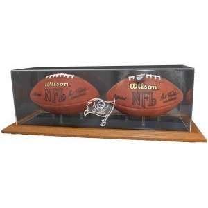 Tampa Bay Buccaneers Natural Color Framed Base Double Football Display 